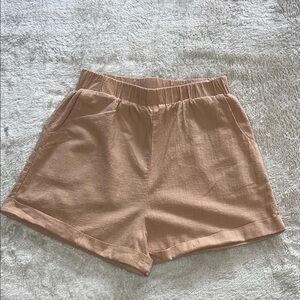 12th Tribe Tan High‎ Waist Shorts with Elastic Waistband